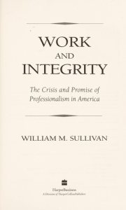 Couverture : Work and integrity