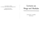 Couverture : Lectures on rings and modules