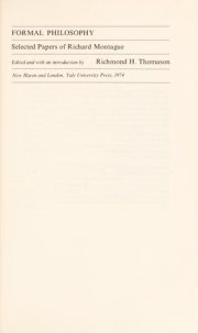 Couverture : Formal philosophy; selected papers of Richard Montague.