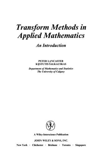 Couverture : Transform methods in applied mathematics
