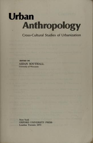 Couverture : Urban anthropology; cross-cultural studies of urbanization.