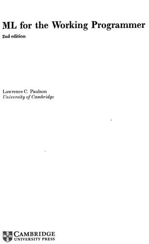 Couverture : ML for the working programmer