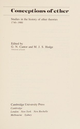 Couverture : Conceptions of ether