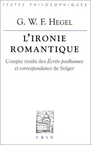 Couverture : L'ironie romantique