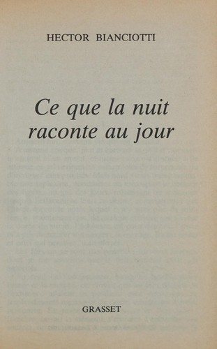 Couverture : Ce que la nuit raconte au jour