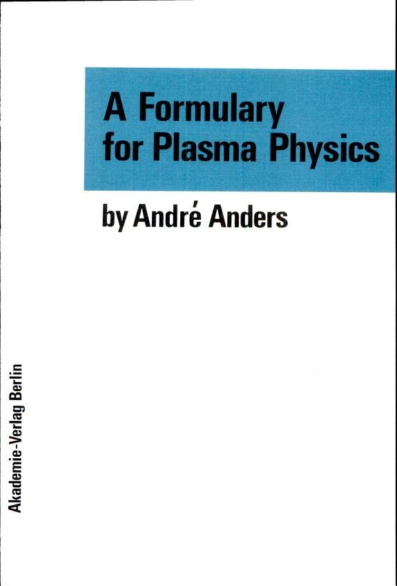 Couverture : A formulary for plasma physics