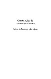 Couverture : Généalogies de l'acteur au cinéma