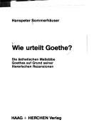 Couverture : Wie urteilt Goethe?