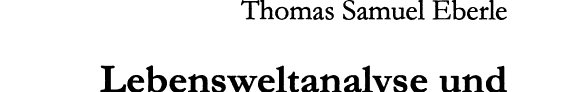Couverture : Lebensweltanalyse und Handlungstheorie