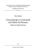 Couverture : Untersuchungen zu Grammatik und Diskurs des Romanes