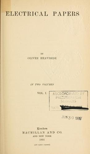 Couverture : Electrical papers.
