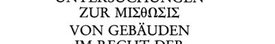 Couverture : Untersuchungen zur misthōsis von Gebäuden im Recht der gräko-ägyptischen Papyri ns