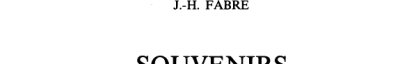 Couverture : Souvenirs entomologiques
