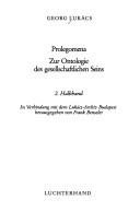 Couverture : Zur Ontologie des gesellschaftlichen Seins