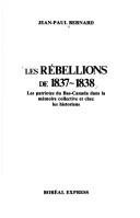 Couverture : Les Rébellions de 1837-1838