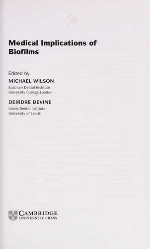 Couverture : Medical implications of biofilms