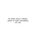 Couverture : Des pacifistes français et allemands, pionniers de l'entente franco-allemande, 1871-1925