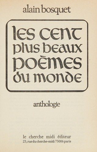 Couverture : Les cent plus beaux poèmes du monde