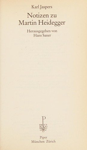 Couverture : Notizen zu Martin Heidegger