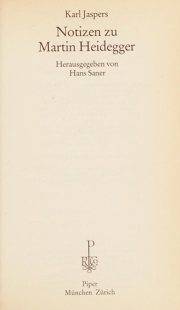 Couverture : Notizen zu Martin Heidegger