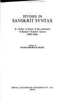 Couverture : Studies in Sanskrit syntax
