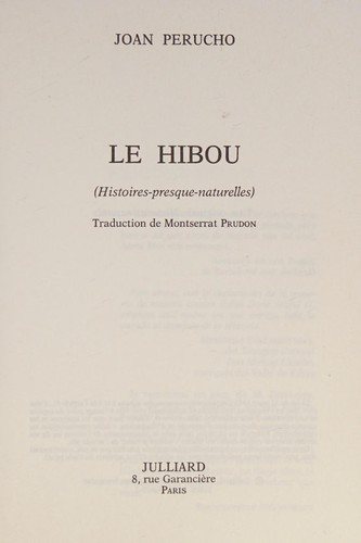 Couverture : Le Hibou