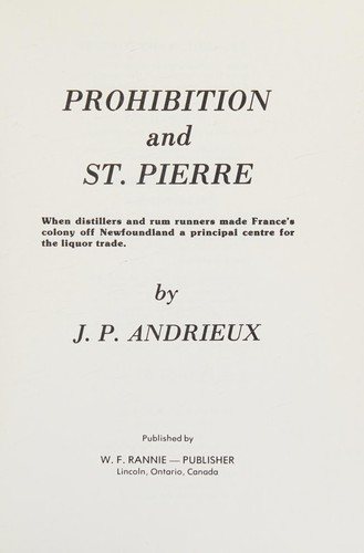 Couverture : Prohibition and St. Pierre