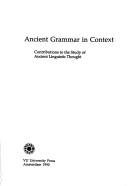 Couverture : Ancient Grammar in Context