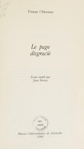 Couverture : Le page disgracié