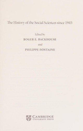 Couverture : The history of the social sciences since 1945
