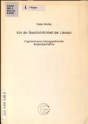 Couverture : Von der Geschichtlichkeit der Literatur