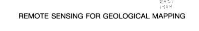 Couverture : Remote sensing for geological mapping =