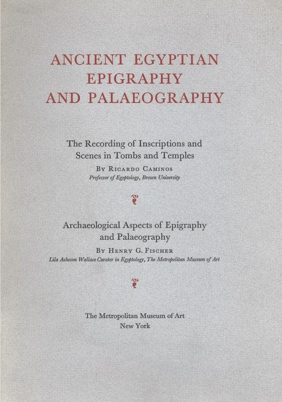 Couverture : Ancient Egyptian Epigraphy and Paleography