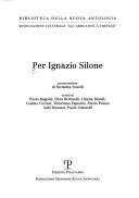 Couverture : Per Ignazio Silone