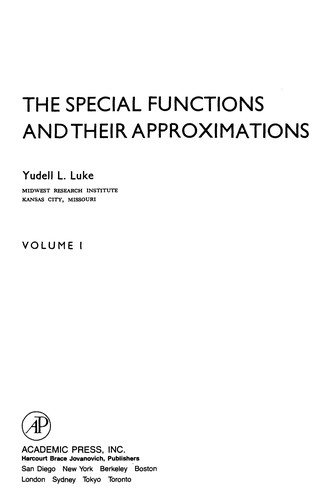 Couverture : The special functions and their approximations