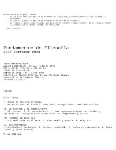Couverture : Fundamentos de filosofía.