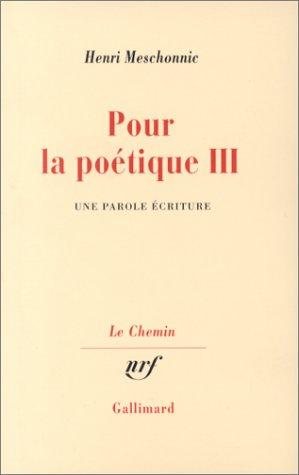Couverture : Pour la poétique, tome 3