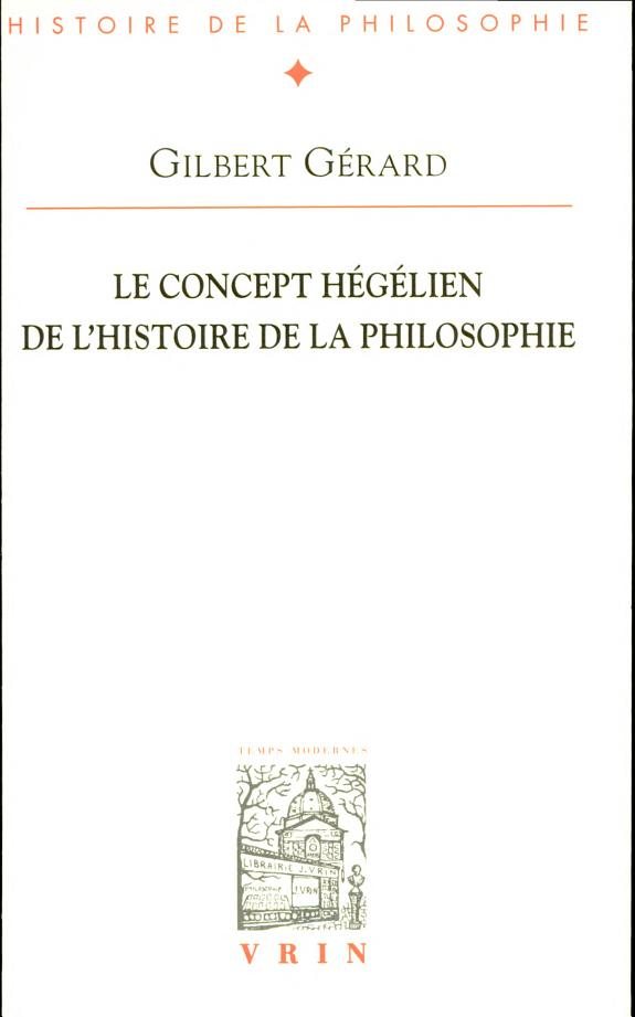 Couverture : Le concept hégélien de l'histoire de la philosophie
