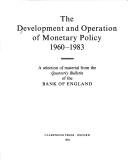 Couverture : The Development and operation of monetary policy, 1960-1983