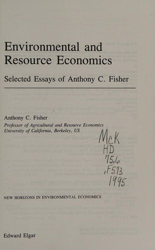 Couverture : Environmental and resource economics