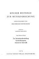 Couverture : Zur Intonationsbeurteilung kontextbezogener sukzessiver Intervalle