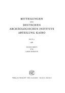 Couverture : Mitteilungen des Deutschen Archäologischen Instituts, Abteilung Kairo