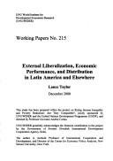 Couverture : External liberalization, economic performance, and distribution in Latin America and elsewhere