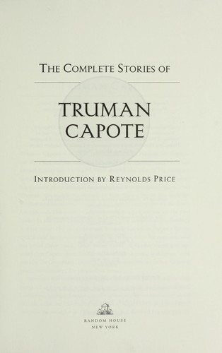 Couverture : The complete stories of Truman Capote