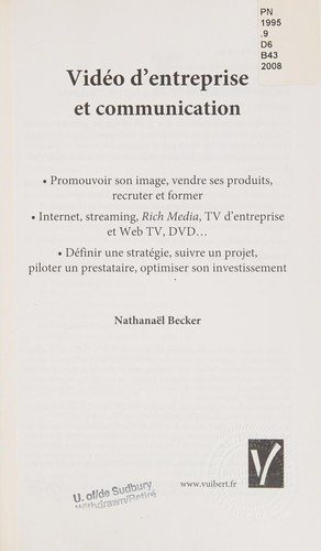 Couverture : Vidéo d'entreprise et communication