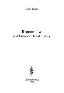 Couverture : Roman Law and European Legal History