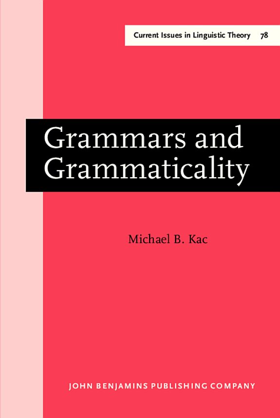 Couverture : Grammars and Grammaticality