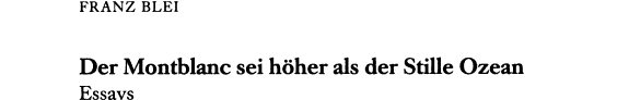 Couverture : Der Montblanc sei höher als der Stille Ozean