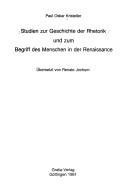 Couverture : Studien zur Geschichte der Rhetorik und zum Begriff des Menschen in der Renaissance