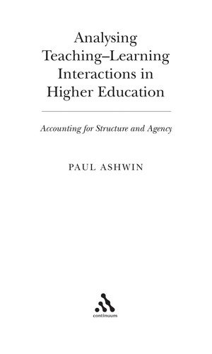 Couverture : Analysing teaching-learning interactions in higher education